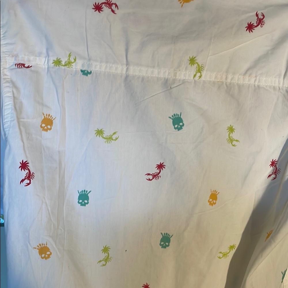 Men's White Shirt with Multicolor Print - Picture 3 of 4